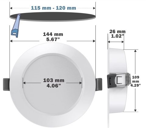 Zestaw 10 reflektorów wpuszczanych Eande 10 W 144 mm 4000K 900lm
