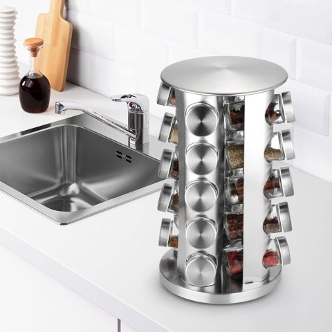 DUŻY OBROTOWY STOJAK NA PRZYPRAWY 20 SZKLANYCH SŁOIKÓW KARUZELA PRZYPRAWNIK ORGANIZER DUŻY OBROTOWY STOJAK NA PRZYPRAWY 20 SZKLANYCH SŁOIKÓW KARUZELA PRZYPRAWNIK ORGANIZER