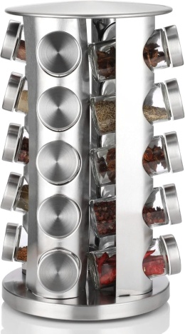 DUŻY OBROTOWY STOJAK NA PRZYPRAWY 20 SZKLANYCH SŁOIKÓW KARUZELA PRZYPRAWNIK ORGANIZER