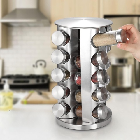 DUŻY OBROTOWY STOJAK NA PRZYPRAWY 20 SZKLANYCH SŁOIKÓW KARUZELA PRZYPRAWNIK ORGANIZER DUŻY OBROTOWY STOJAK NA PRZYPRAWY 20 SZKLANYCH SŁOIKÓW KARUZELA PRZYPRAWNIK ORGANIZER