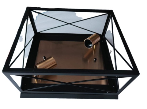 metalowa czarna złota lampa rama vintage industrial