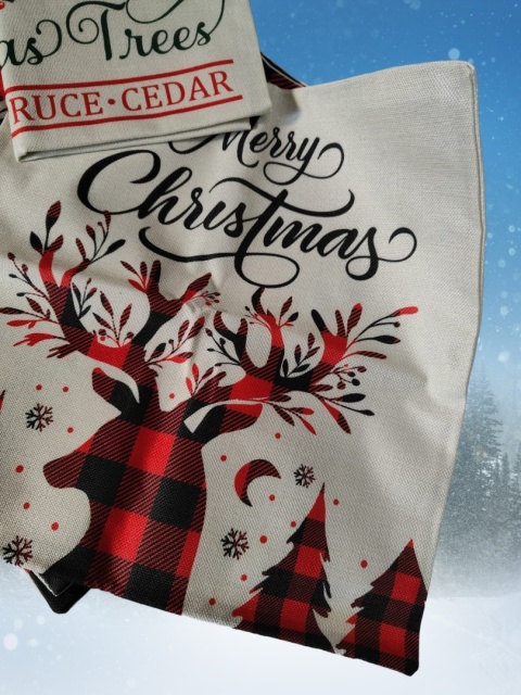 Zestaw 4 Poszewki na Poduszkę Świąteczne Wzory Dekoracyjne Ozdobne