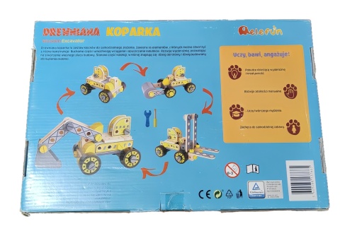 Koparka budowlana drewniana Elefun 4 w 1 klocki konstrukcyjne