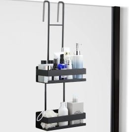 PÓŁKA WISZĄCA ŁAZIENKOWA POD PRYSZNIC CZARNA LOFT