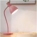 różowa lampka biurkowa regulowany klosz metal drewno