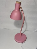 różowa lampka biurkowa regulowany klosz metal drewno