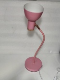 różowa lampka biurkowa regulowany klosz metal drewno