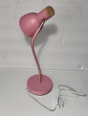 różowa lampka biurkowa regulowany klosz metal drewno