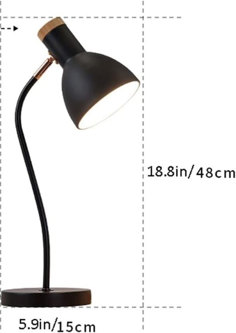 różowa lampka biurkowa regulowany klosz metal drewno