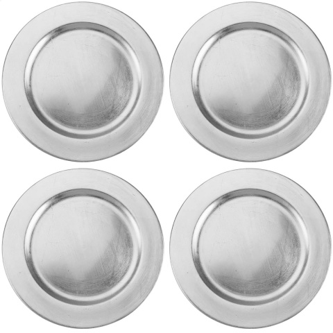 com-four 4 podkładki talerz srebrne dekoracja stołu podstawki podtalerz