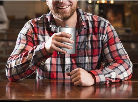 ecooe Piersiówka ze stali nierdzewnej przenośna kieszonkowa z etui