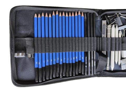 zestaw artystyczny ołówki piórnik DO SZKICOWANIA RYSOWANIA PROFESJONALNY