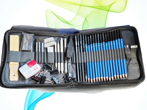 zestaw artystyczny ołówki piórnik DO SZKICOWANIA RYSOWANIA PROFESJONALNY