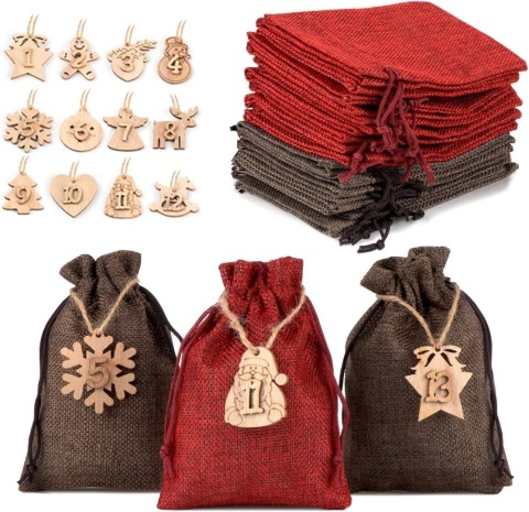 Woreczki z juty do kalendarza adwentowego na prezent upominek kalendarz