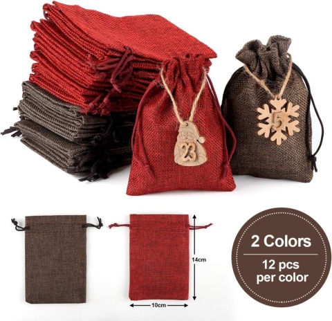 Woreczki z juty do kalendarza adwentowego na prezent upominek kalendarz