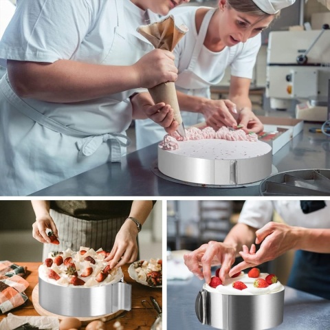 TORTOWNICA FOREMKA REGULOWANA OBRĘCZ DO CIASTA RANT MUSU 2 SZT