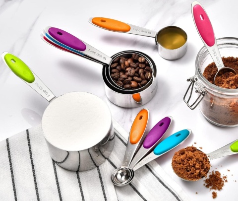 U-Taste Zestaw 10 miarek łyżek stal nierdzewna 18/8 grawerowane kolorowe
