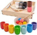 Drewniana zabawka Ulanik Montessori Tęcza kulki w kubkach Balls in Cups
