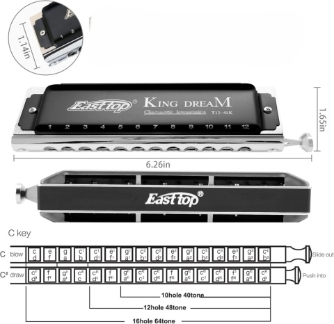 harmonijka chromatyczna Easttop King Dream T12-48K w tonacji C