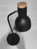 czarna lampka biurkowa regulowany klosz metal drewno