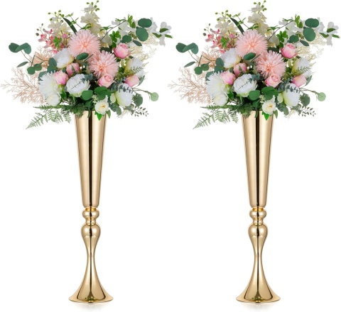 WAZON ZŁOTY NUPTIO WYSOKI DUŻY METALOWY ślub dekoracja 55 CM ZŁOTE