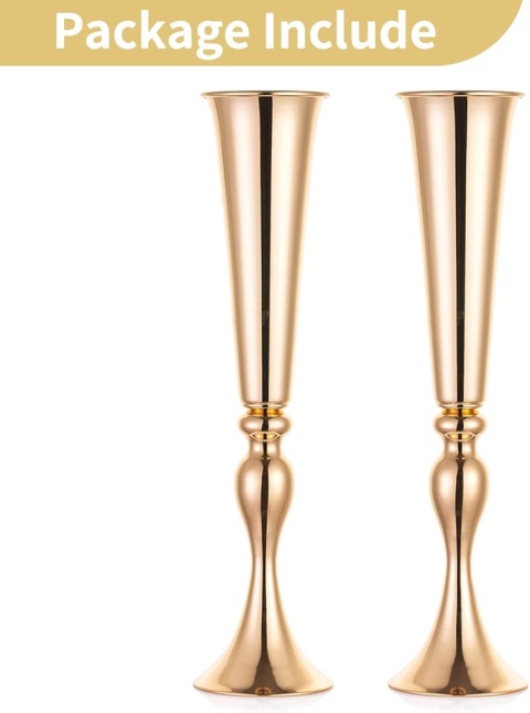 WAZON ZŁOTY NUPTIO WYSOKI DUŻY METALOWY ślub dekoracja 55 CM ZŁOTE