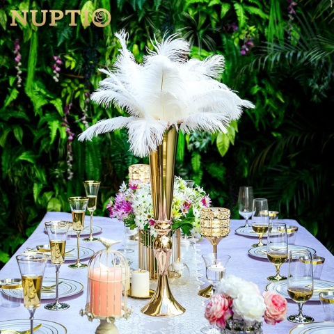 WAZON ZŁOTY NUPTIO WYSOKI DUŻY METALOWY ślub dekoracja 55 CM ZŁOTE