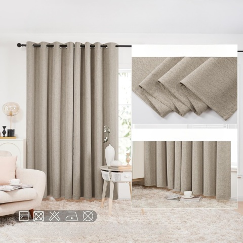 Deconovo zaciemniające zasłony sztuczny len termiczne 2 szt 135 x183 cm