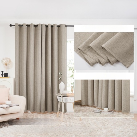 Deconovo zaciemniające zasłony sztuczny len termiczne 2 szt 135 x183 cm