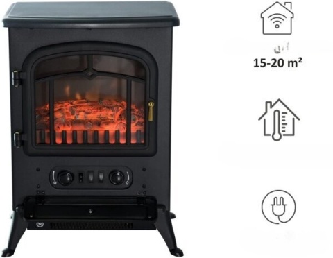 Kominek stojący Elektryczny Efekt Płomienia Grzejnik 1850W retro