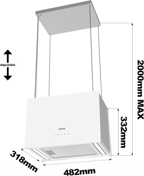 Okap wyspowy wiszący WIFI 700m3/h BIAŁY CBCS4850