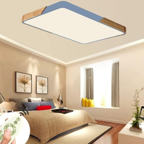 lampa sufitowa plafon żyrandol z pilotem metal drewno ściemnialna