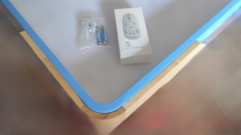 lampa sufitowa plafon żyrandol z pilotem metal drewno ściemnialna