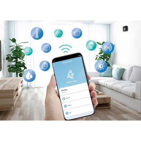 Sygonix SY-5046552 Czujnik ruchu PIR CZUJKA NATYNKOWA Wi-Fi IP65 detekcja 120°