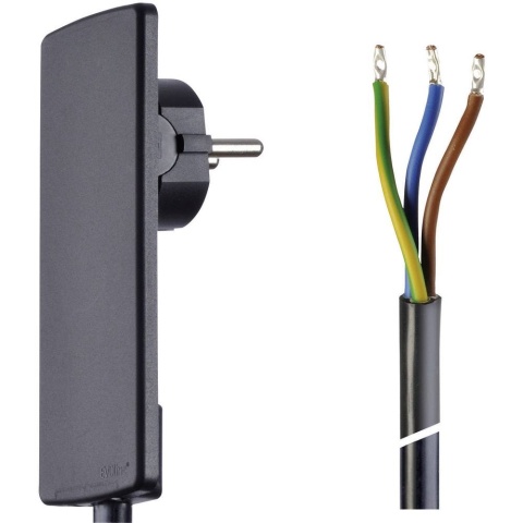Wtyczka ultra płaska z kablem kabel EVOline 1.50 m czarny