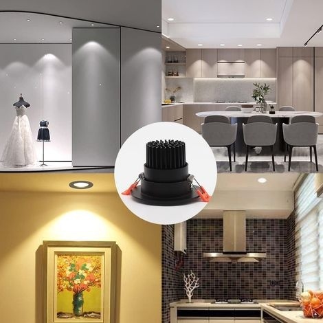 Czarne reflektory sufitowe LED 7W 6 sztuk 4000 K IP44 Z ZASILACZEM