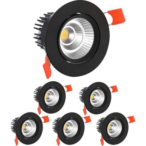 Czarne reflektory sufitowe LED 7W 6 sztuk 4000 K IP44 Z ZASILACZEM