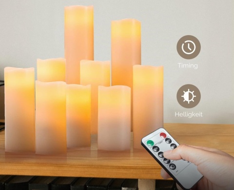 zestaw 9x świeca woskowa led pilot Hausware świece ledowe