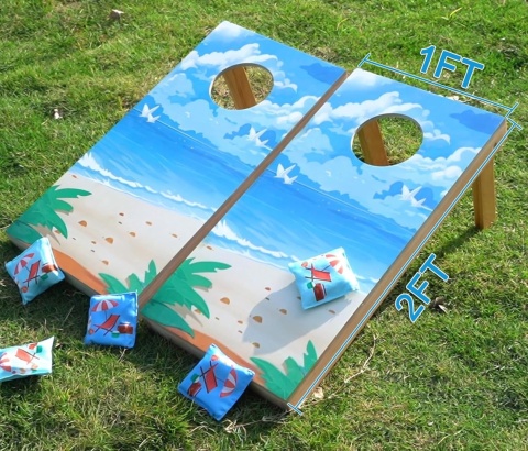 Zestaw do gry w Cornhole drewno 60 x 30 cm plansze torba worki