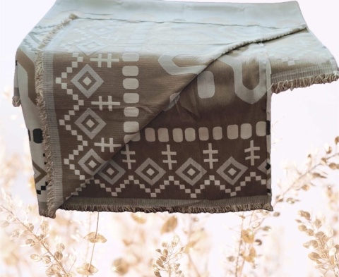 BOHO Pokrowiec na łóżko kapa frędzle nakrycie kanapa narzuta fotel koc pled