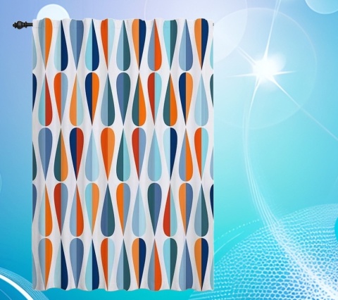 Zasłona geometryczn plisa nowoczesna w stylu retro mid-century ŁEZKI