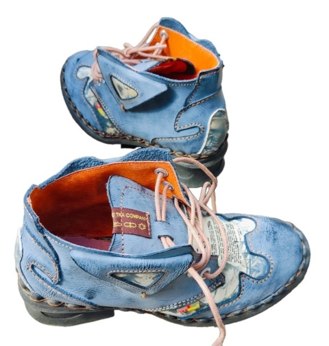 buty retro style botki skórzane półbuty sznurowane Unikalny Design