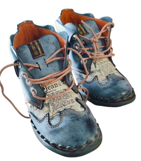 buty retro style botki skórzane półbuty sznurowane Unikalny Design
