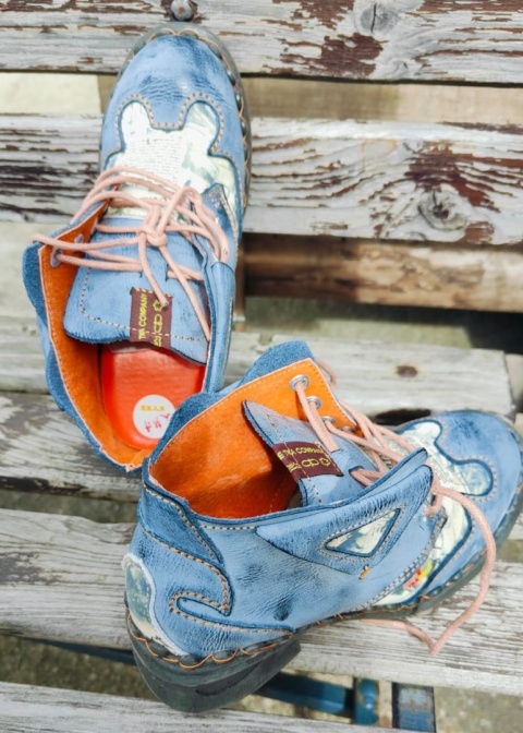 buty retro style botki skórzane półbuty sznurowane Unikalny Design