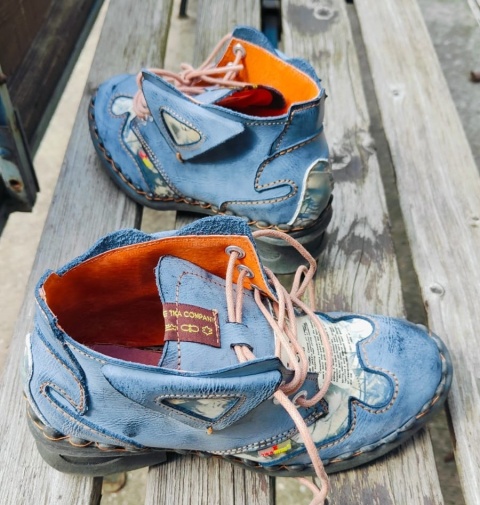 buty retro style botki skórzane półbuty sznurowane Unikalny Design