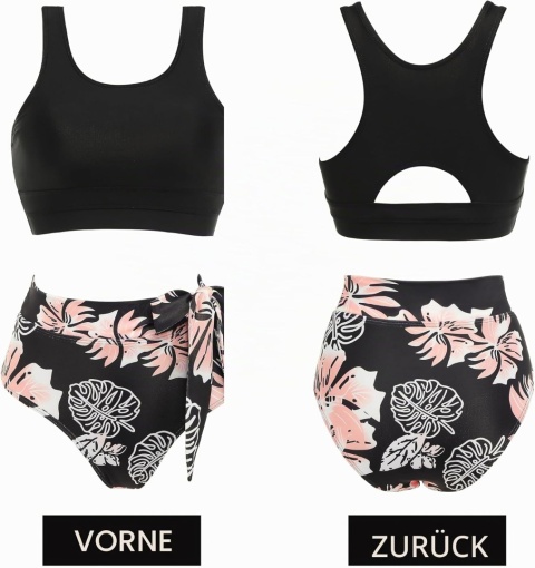 Damski strój kąpielowy bikini z wysokim stanem i push-upem kostium XXL