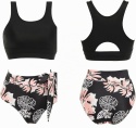 Damski strój kąpielowy bikini z wysokim stanem i push-upem kostium XXL