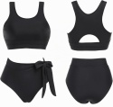 Damski strój kąpielowy bikini z wysokim stanem i push-upem kostium S