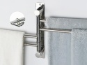 Obrotowy wieszak na ręczniki 4-ramienny 180° stal nierdzewna 304 z haczykami chrom 35cm