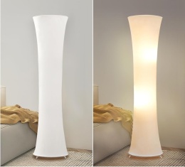 Lampa podłogowa kolumnowa tekstylna lampka stojąca klepsydra regulowane światło temperatura